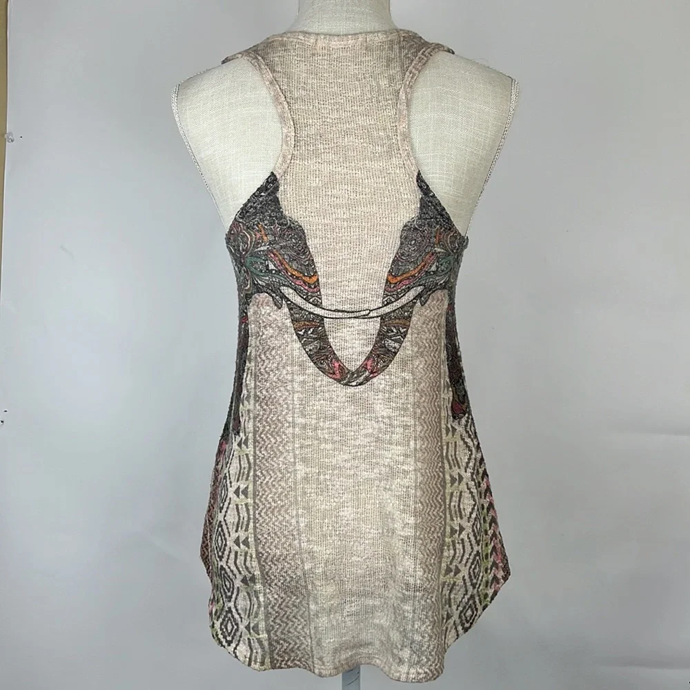 GINGER G from Anthropologie knit tank elephants tan and black S - Picture 3 of 7